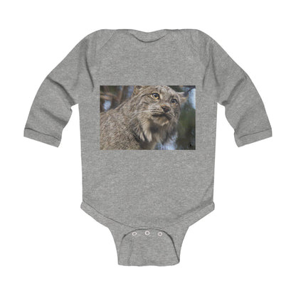 Baby Bodysuit with Pallas Cat Photo – Cute Wild Cat Infant Long Sleeve Onesie