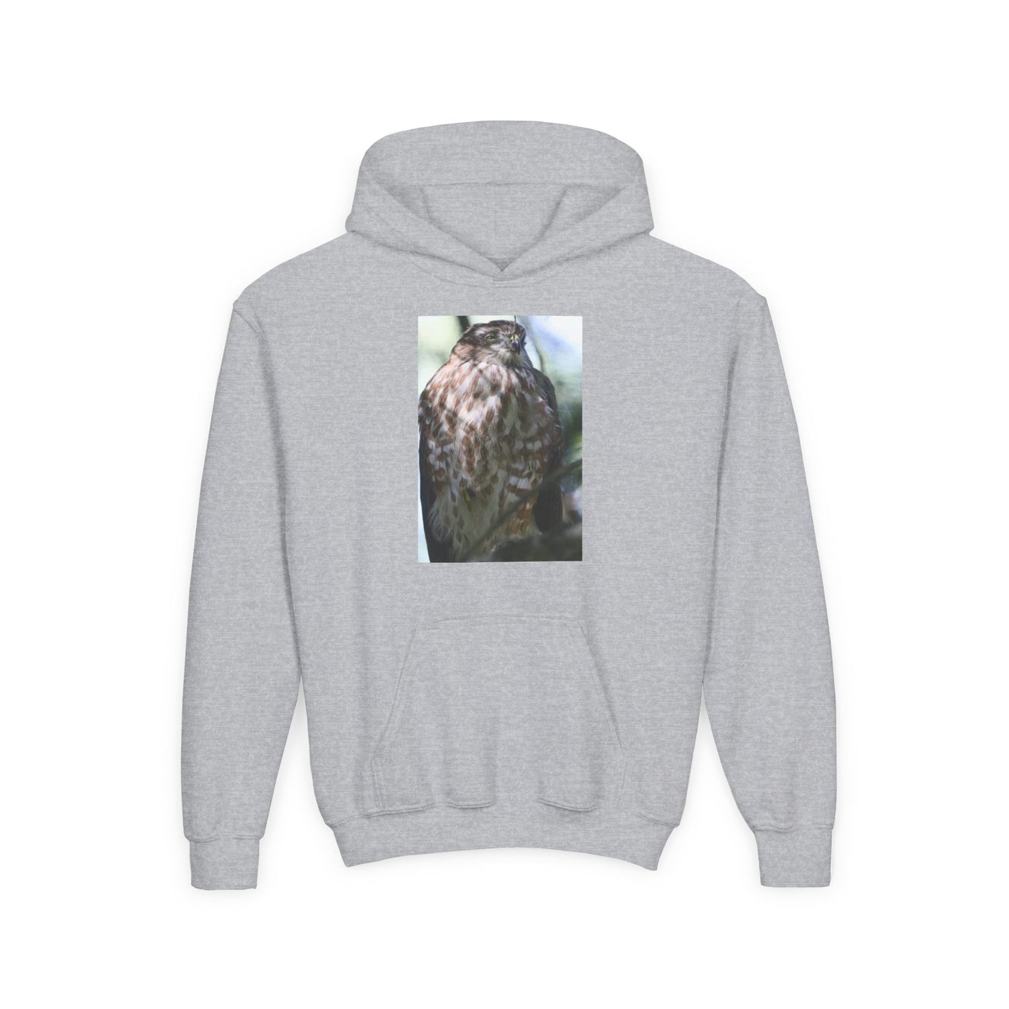 Youth Owl Hoodie – Photoreal Hawk Owl Print Kids' Hooded Sweatshirt