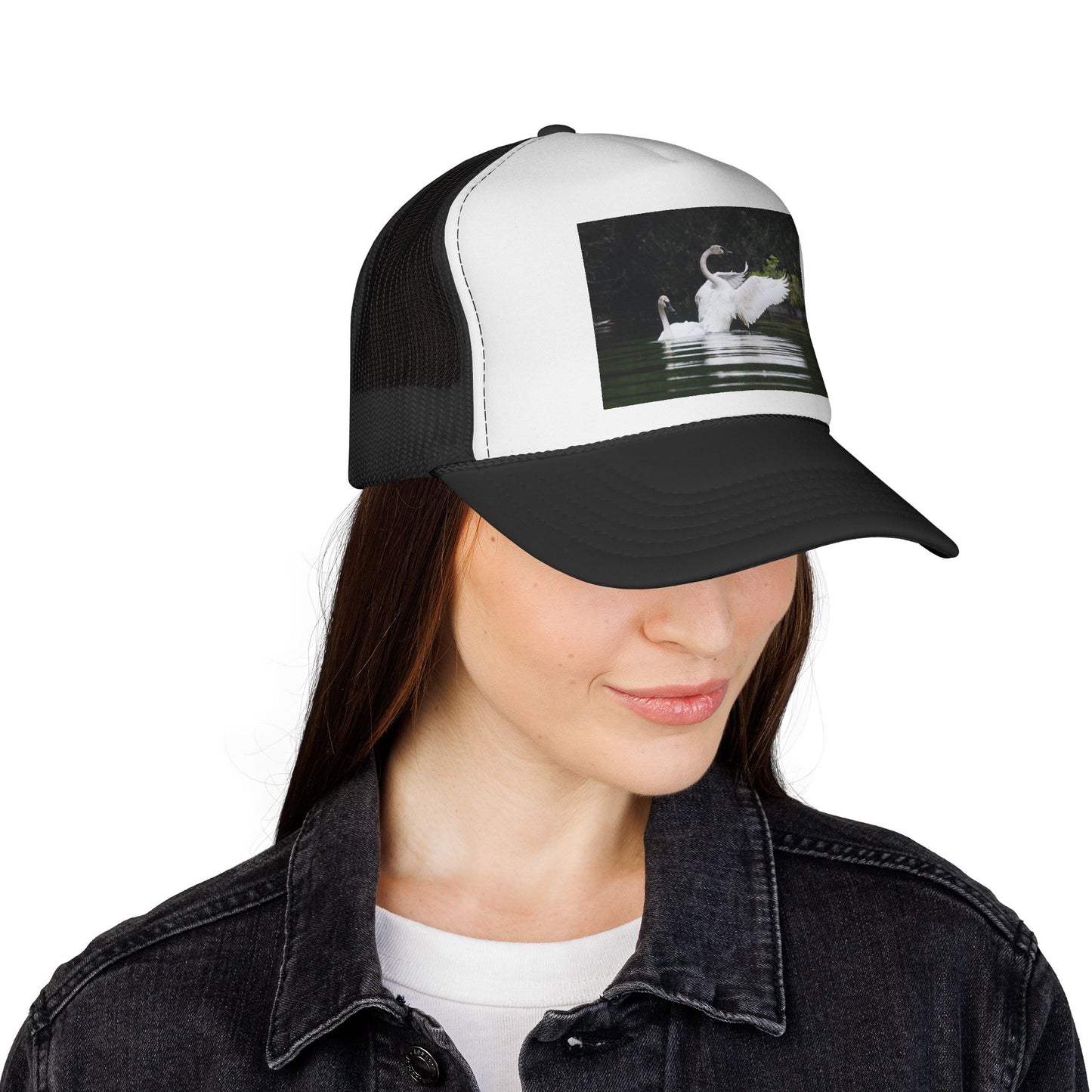 Swan Photo Trucker Cap — Wildlife Nature Hat