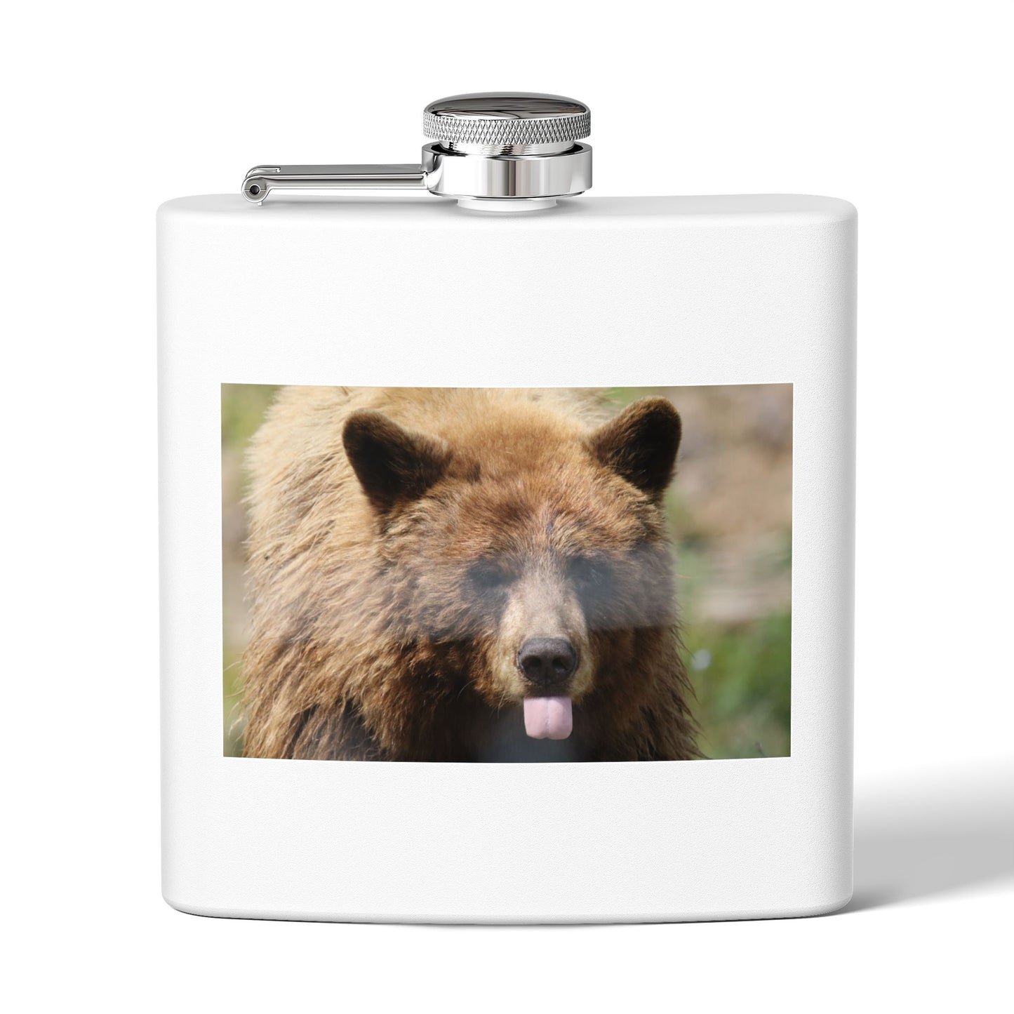 Bear Face 6oz Stainless Steel Flask — Funny Woodland Animal Hip Flask