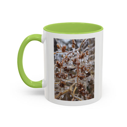 Ice-Coated Berries Accent Coffee Mug (11/15 oz) — Winter Nature Photo