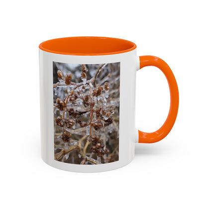 Ice-Coated Berries Accent Coffee Mug (11/15 oz) — Winter Nature Photo