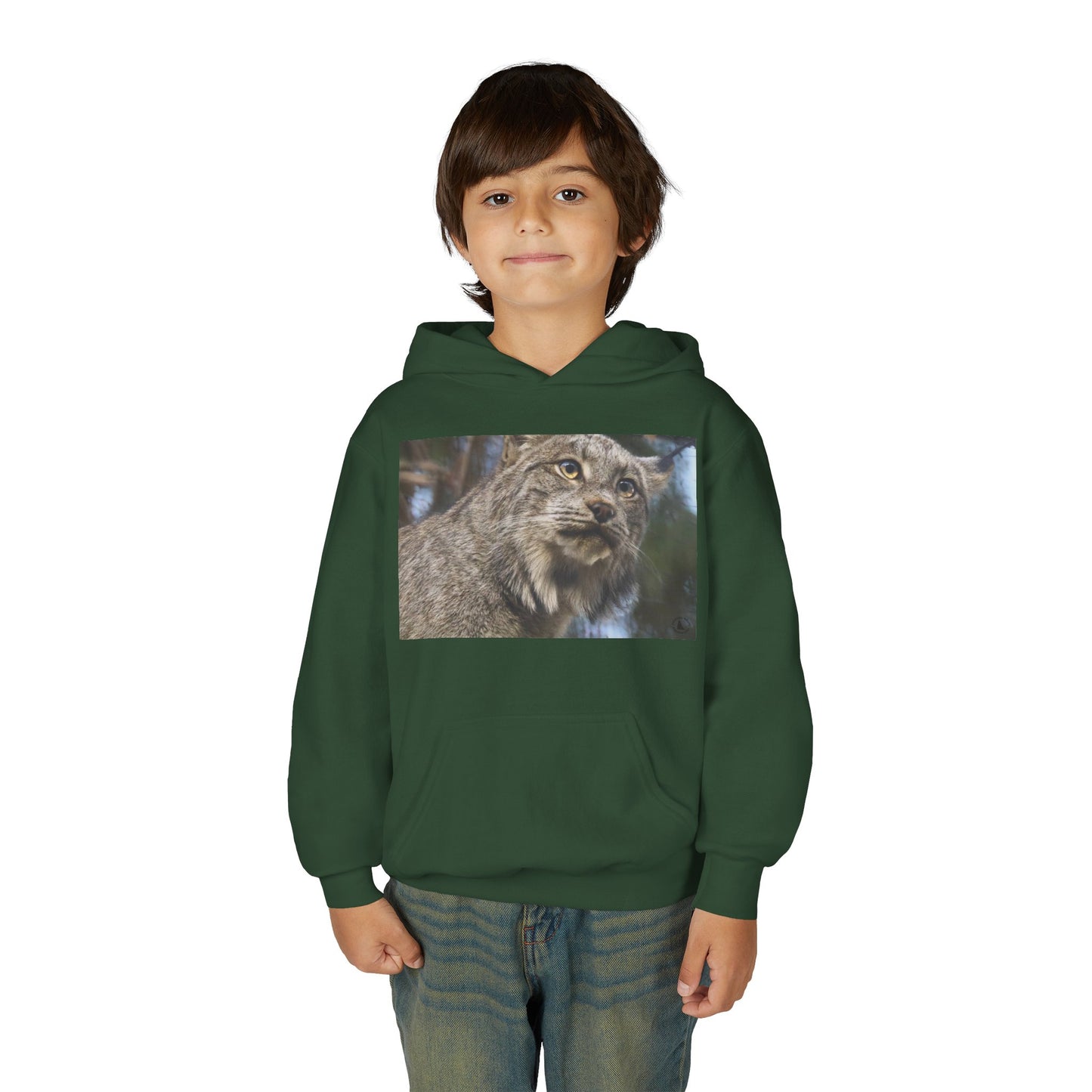 Youth Lynx Hoodie – Realistic Wildcat Photo Pullover for Kids