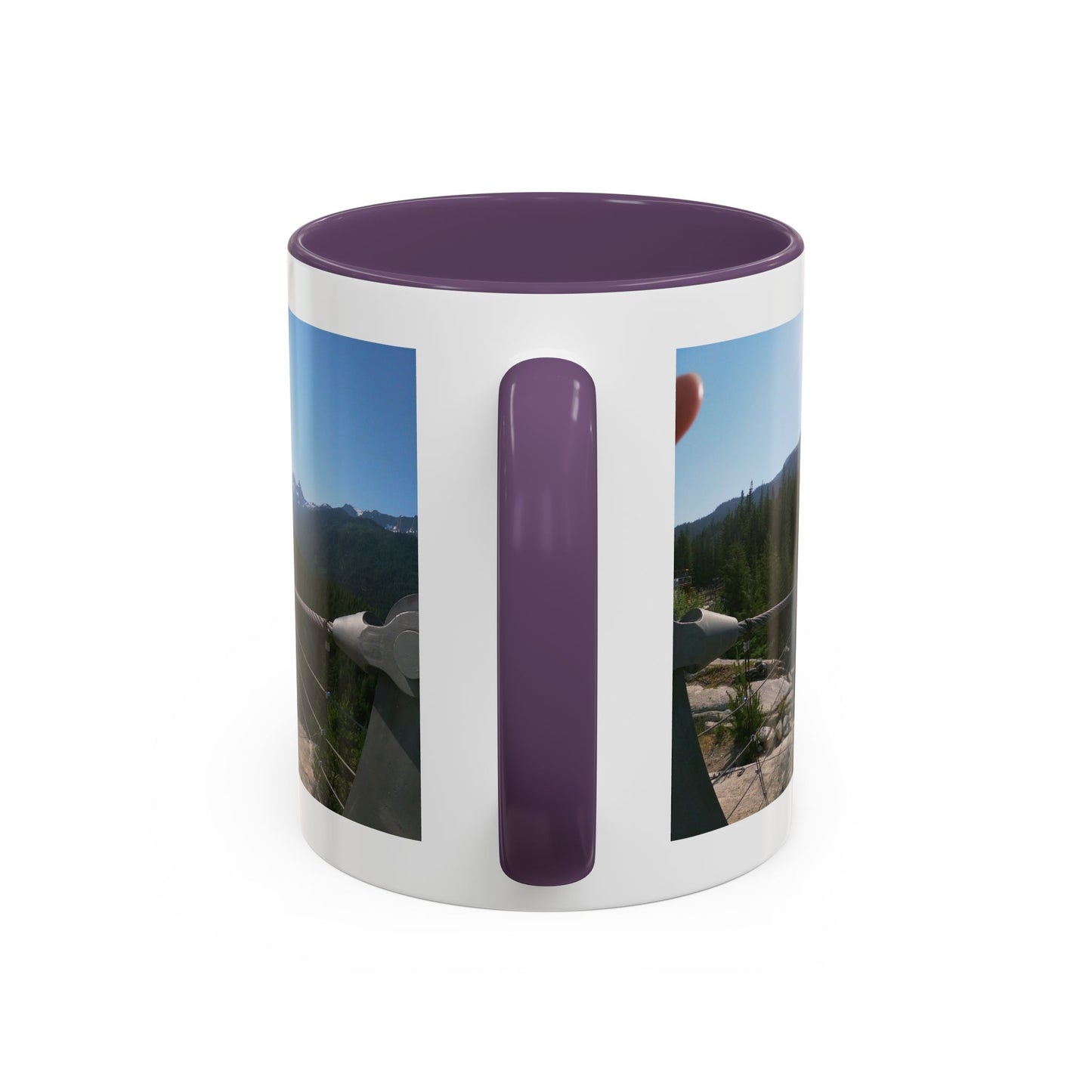 Bridge Trail Scenic Coffee Mug — Mountain Suspension Bridge Photo Accent Mug