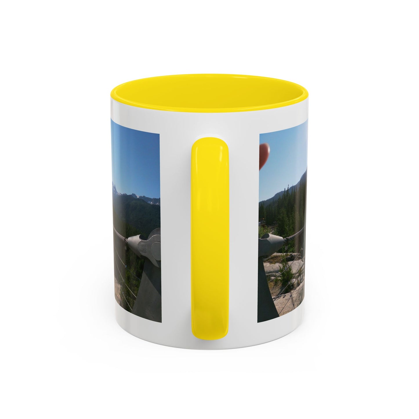 Bridge Trail Scenic Coffee Mug — Mountain Suspension Bridge Photo Accent Mug