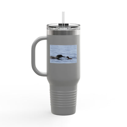 40oz Insulated Travel Mug with Sea Otter Photo – Large Stainless Tumbler for Commuting & Outdoor Adventures