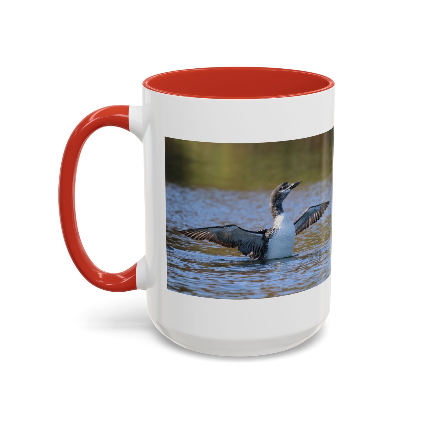 Loons in Flight Accent Coffee Mug — Wildlife Bird Photography Drinkware