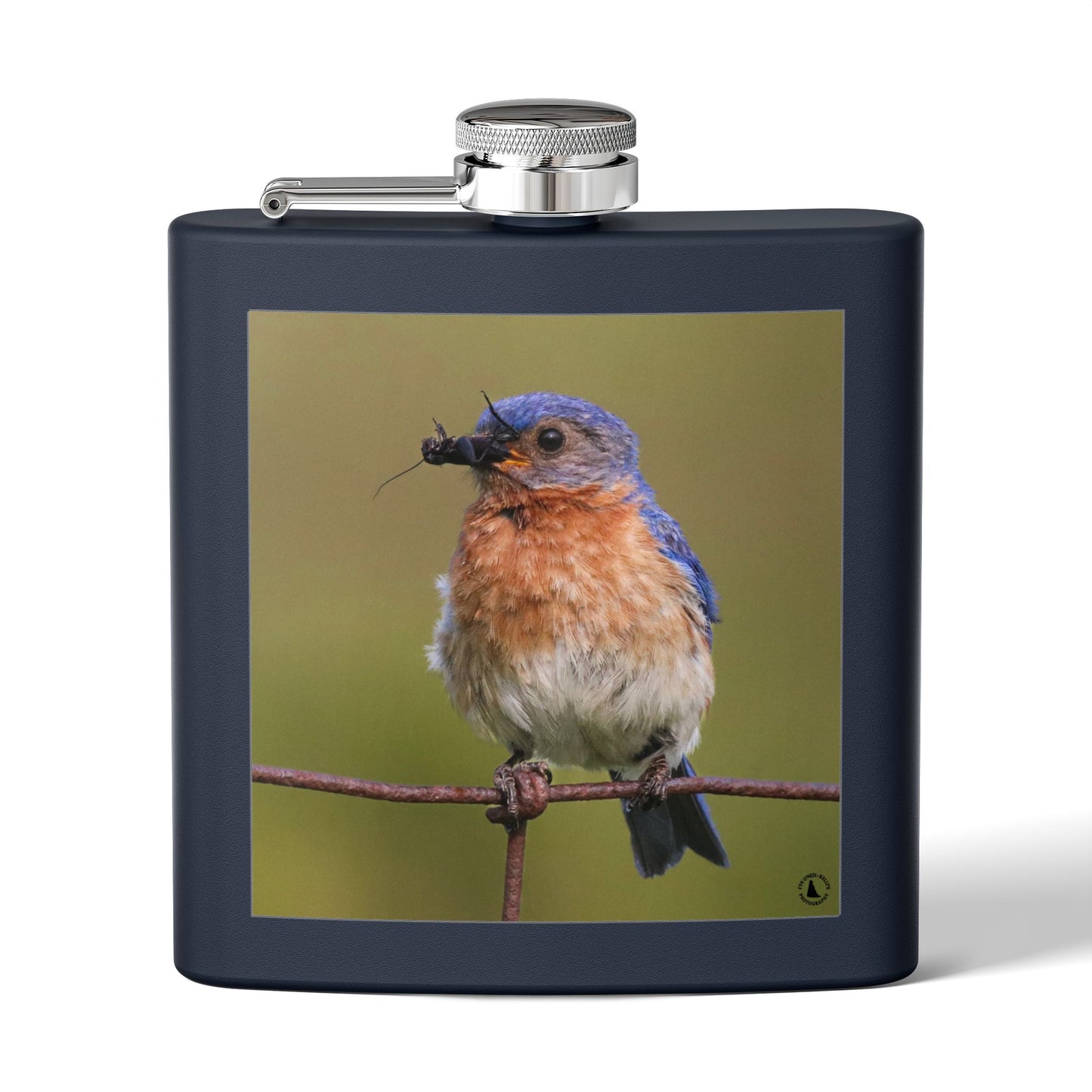 6oz Bluebird Stainless Steel Flask — Nature Photo Pocket Hip Flask