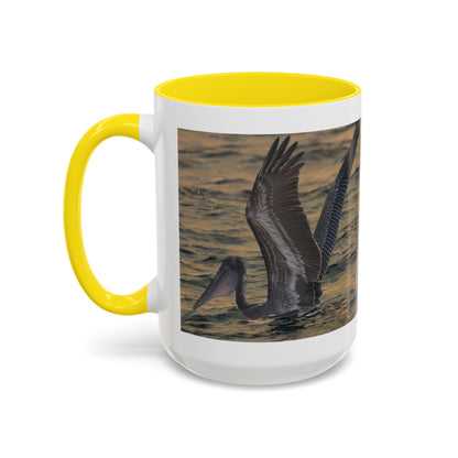Pelican Sunrise Accent Coffee Mug — 11/15oz Ceramic Mug for Bird Lovers