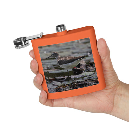 6oz Stainless Steel Flask – Sandpiper Wildlife Photo Hip Flask for Birdwatchers