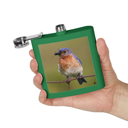 6oz Bluebird Stainless Steel Flask — Nature Photo Pocket Hip Flask