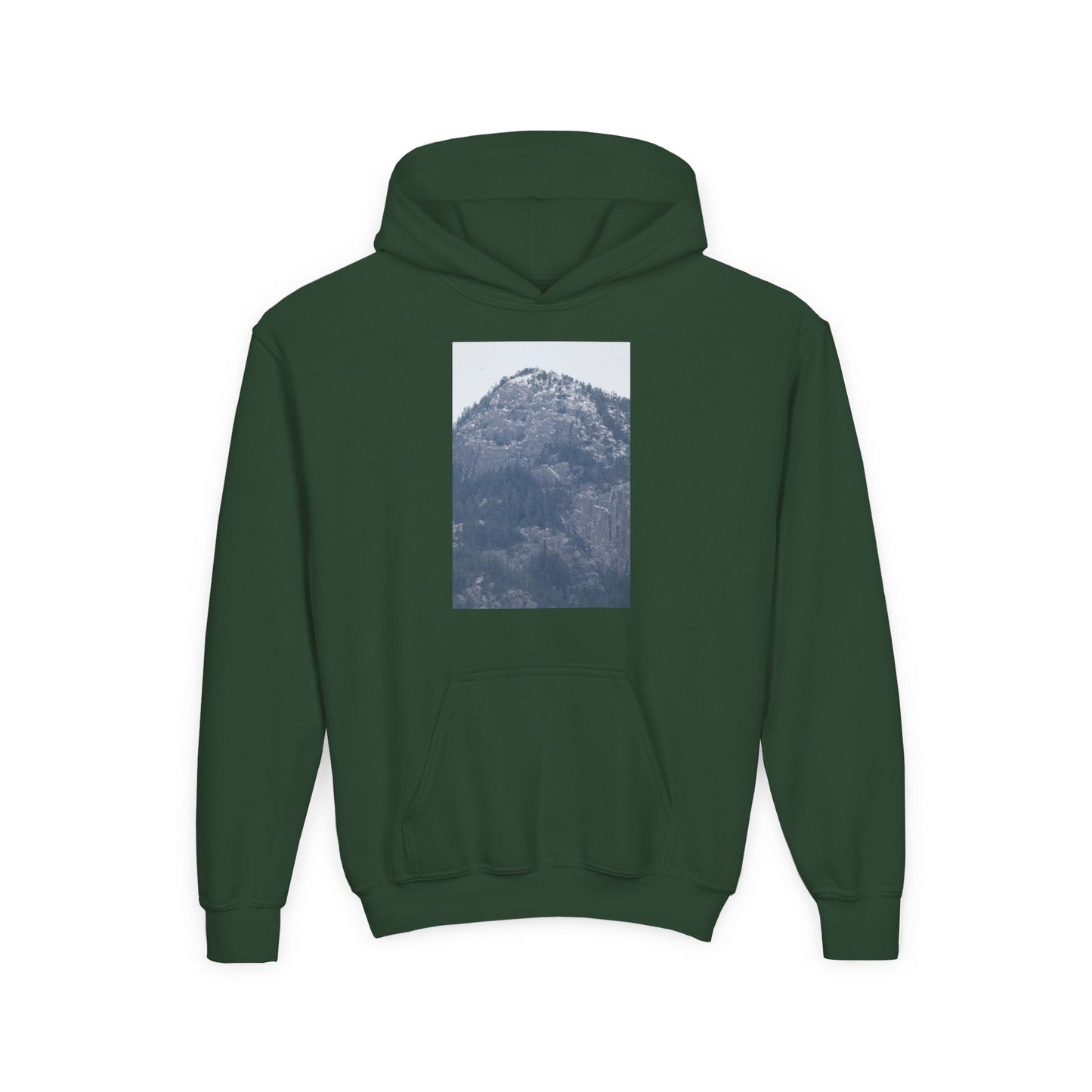 Mountain Peak Youth Hoodie — Winter Snow Scenic Graphic Sweatshirt