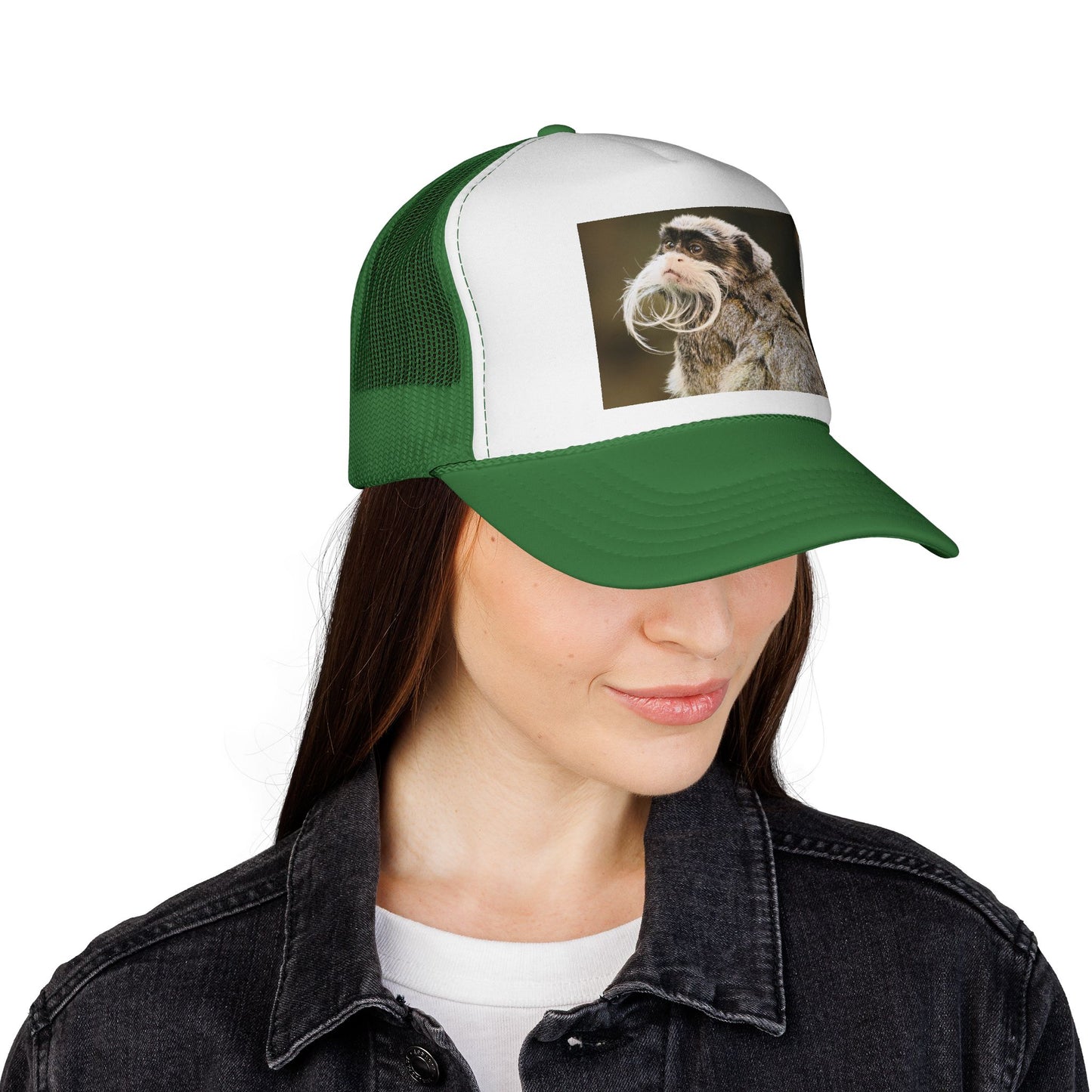 Emperor Tamarin Trucker Hat – Cute Monkey Photo Cap for Animal Lovers