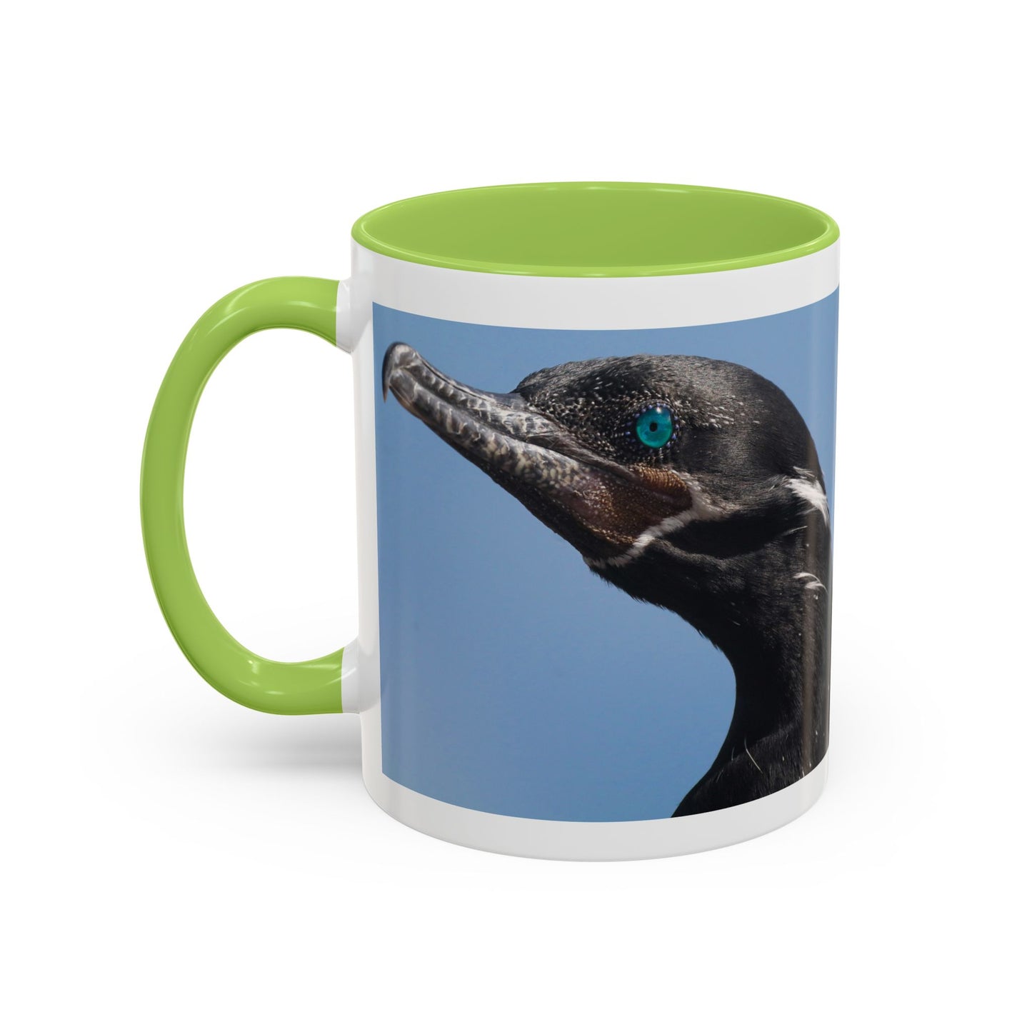 Cormorant Accent Coffee Mug — Blue Bird Portrait Ceramic Tea Cup (11/15oz)