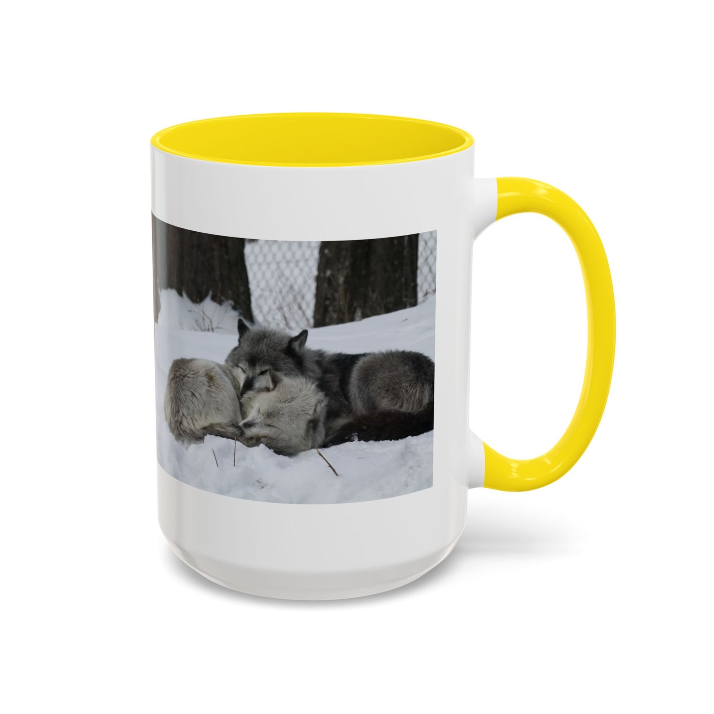 Wolf Pair Accent Coffee Mug – Winter Wildlife Photo Mug (11/15 oz)