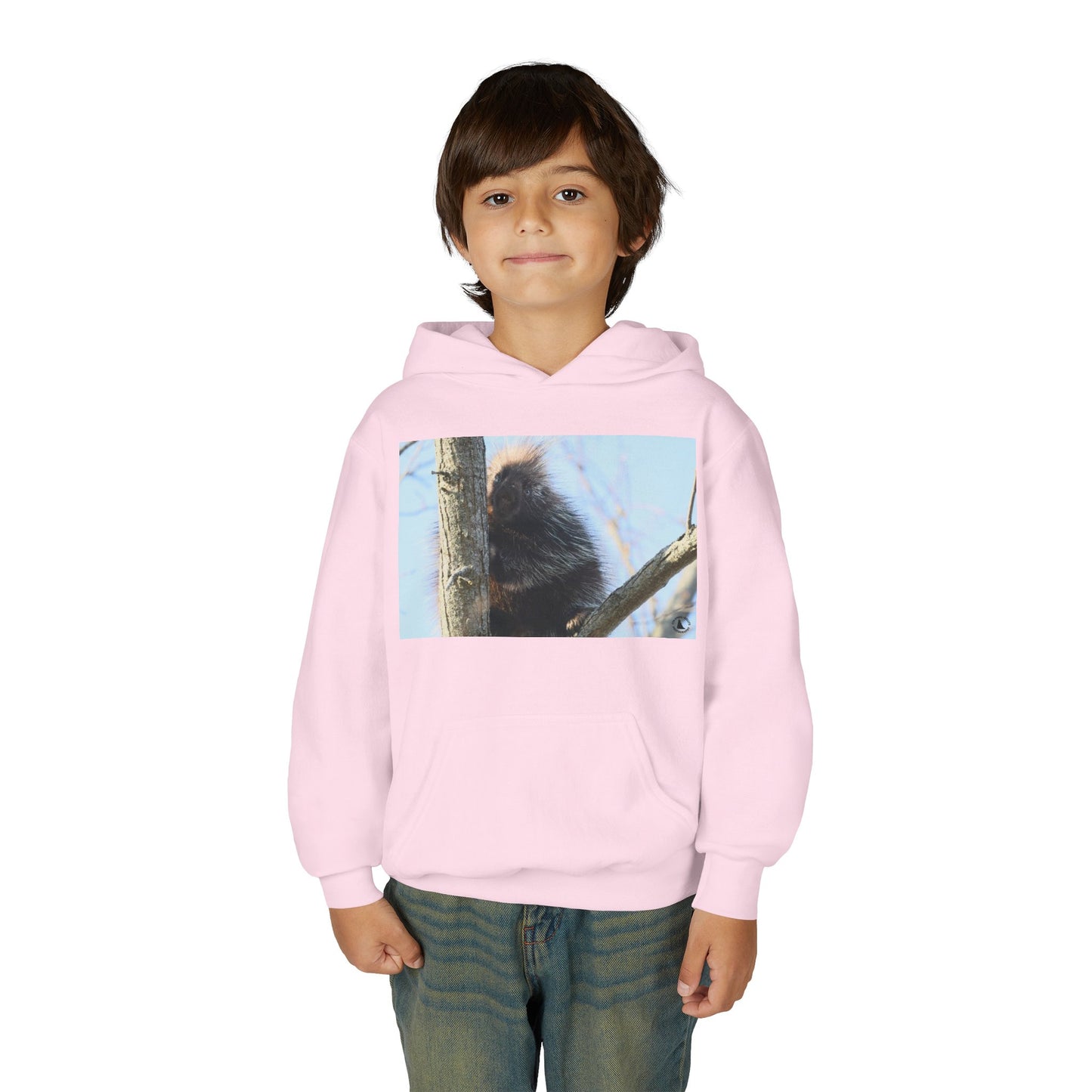 Youth Hoodie with Tree-Climbing Porcupine Photo – Cute Wildlife Kids Sweatshirt