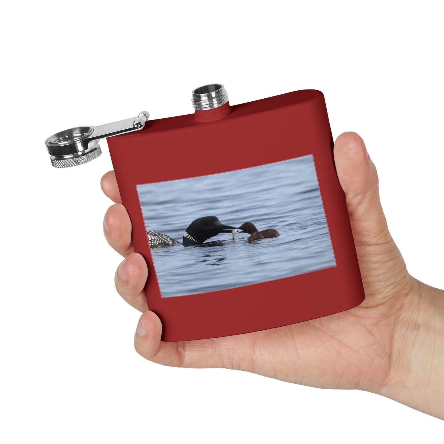 Loon Family 6oz Stainless Steel Flask — Nature Wildlife Gift