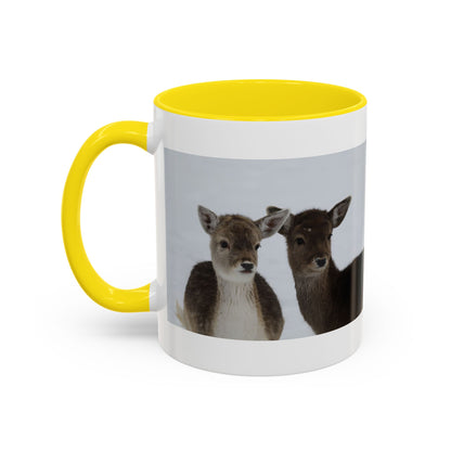 Deer Pair Accent Coffee Mug — Cute Winter Wildlife Ceramic Mug (11/15oz)