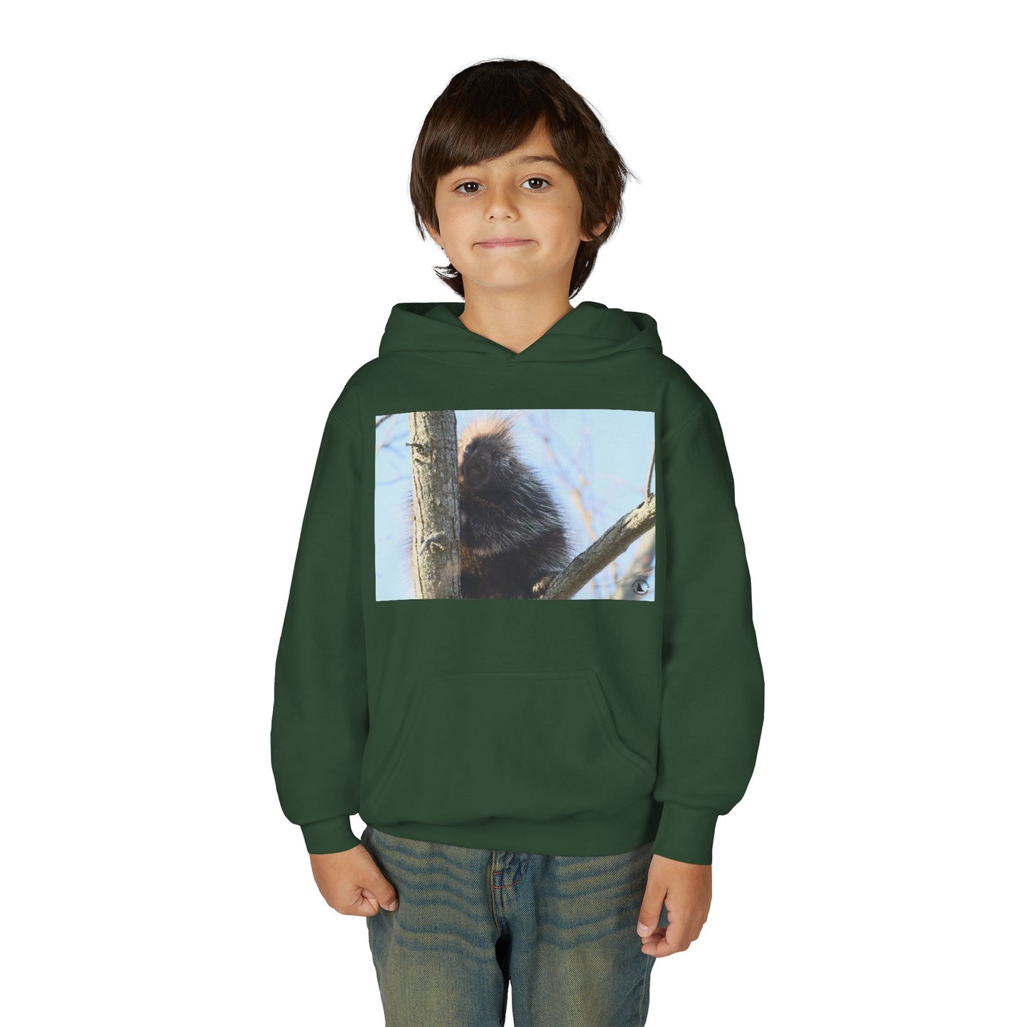 Youth Hoodie with Tree-Climbing Porcupine Photo – Cute Wildlife Kids Sweatshirt