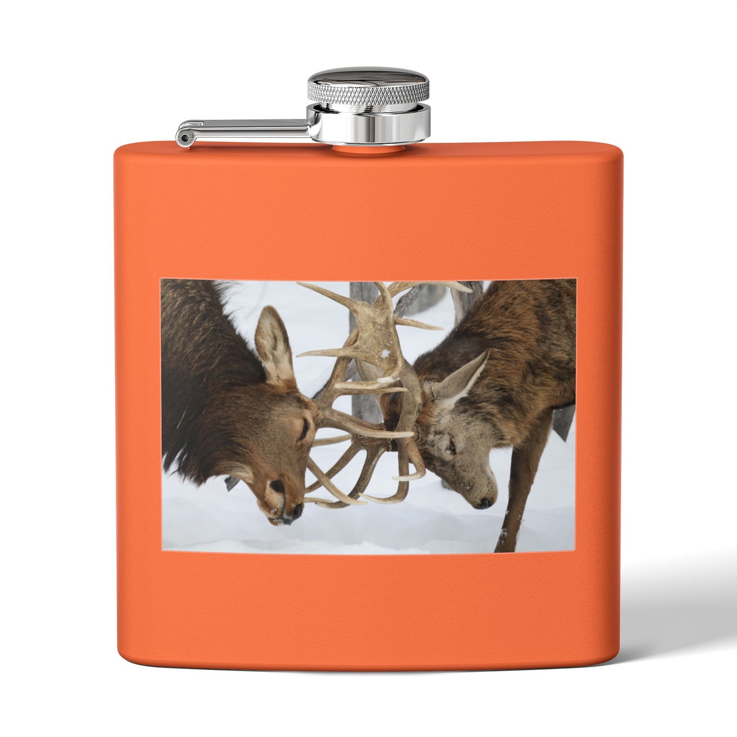 6oz Stainless Steel Flask – Fighting Bucks Wildlife Photo Hip Flask