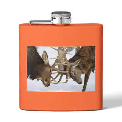 6oz Stainless Steel Flask – Fighting Bucks Wildlife Photo Hip Flask