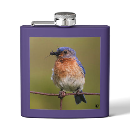 6oz Bluebird Stainless Steel Flask — Nature Photo Pocket Hip Flask