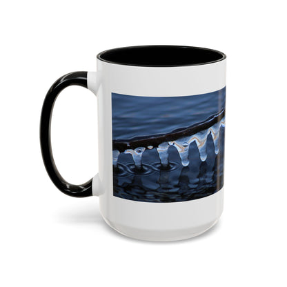 Blue Icicle Wave Accent Coffee Mug — Winter Water Photography 11/15oz