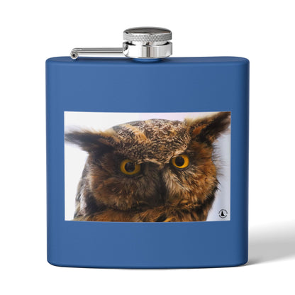 Owl Portrait Stainless Steel Flask — 6oz Wildlife Gift
