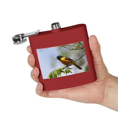 6oz Bird Photo Stainless Steel Flask — Baltimore Oriole Nature Gift