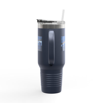 40oz Insulated Travel Mug — Ocean Wave Ice Photo Design, Large Stainless Steel Tumbler
