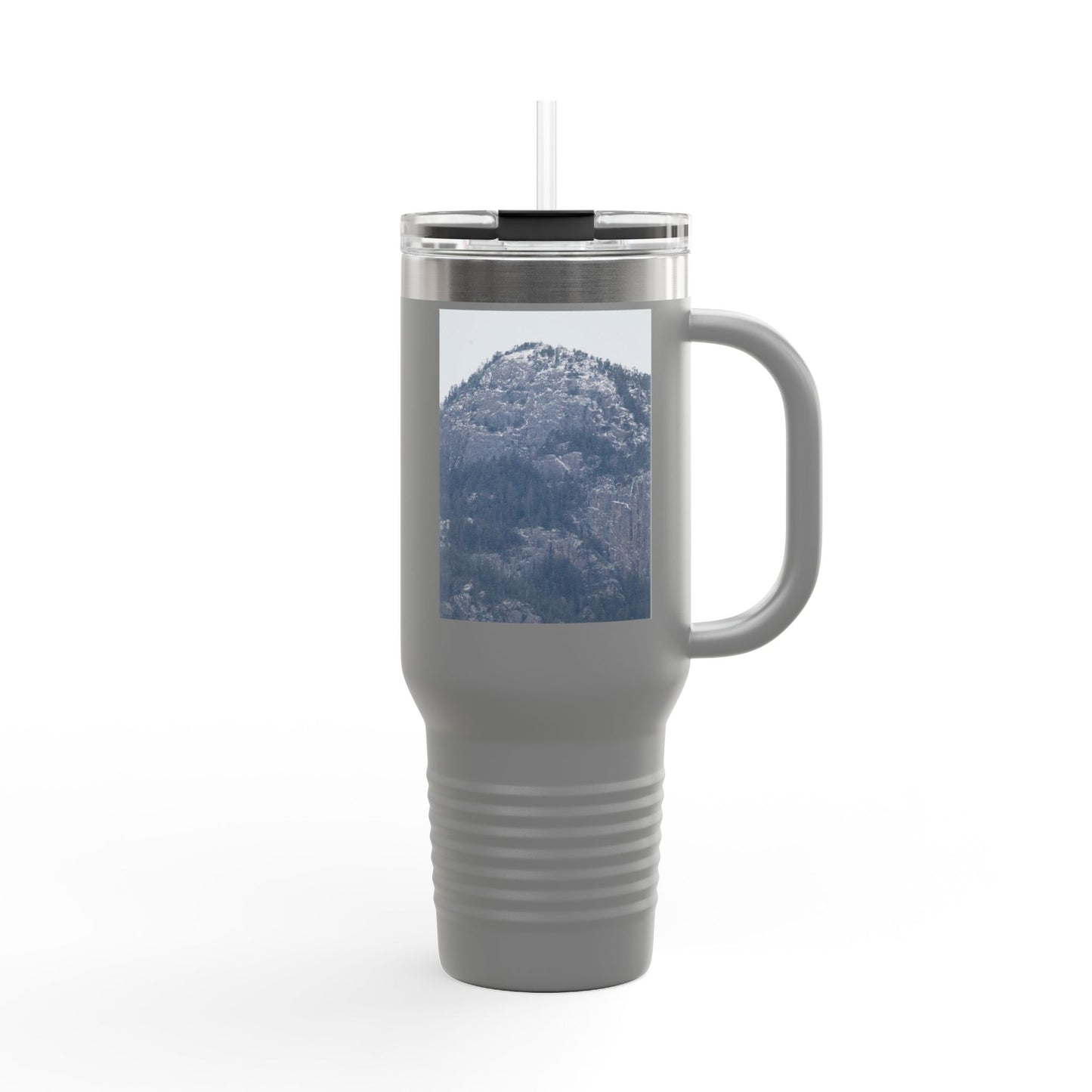 40oz Insulated Travel Mug with Mountain Photo — Cold-Resistant Stainless Steel Tumbler for Commuting & Outdoors