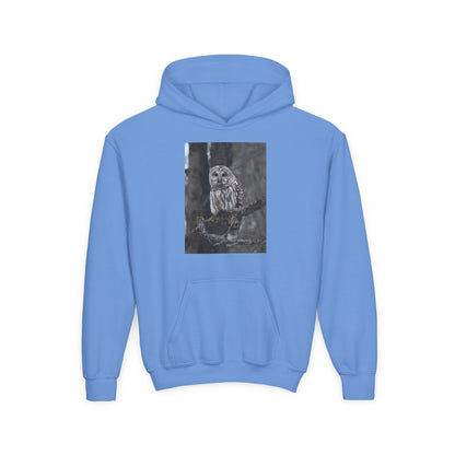 Owl Portrait Youth Hoodie — Realistic Forest Owl Graphic