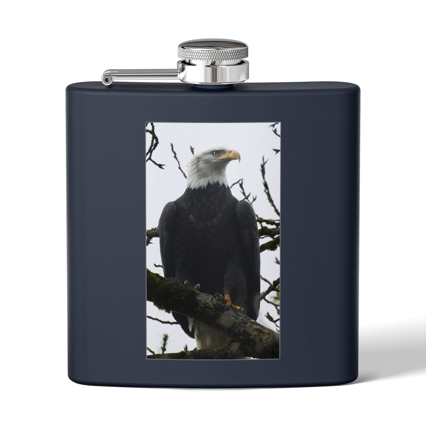 Eagle Photo Flask – 6oz Stainless Steel Hip Flask, Patriotic Wildlife Gift