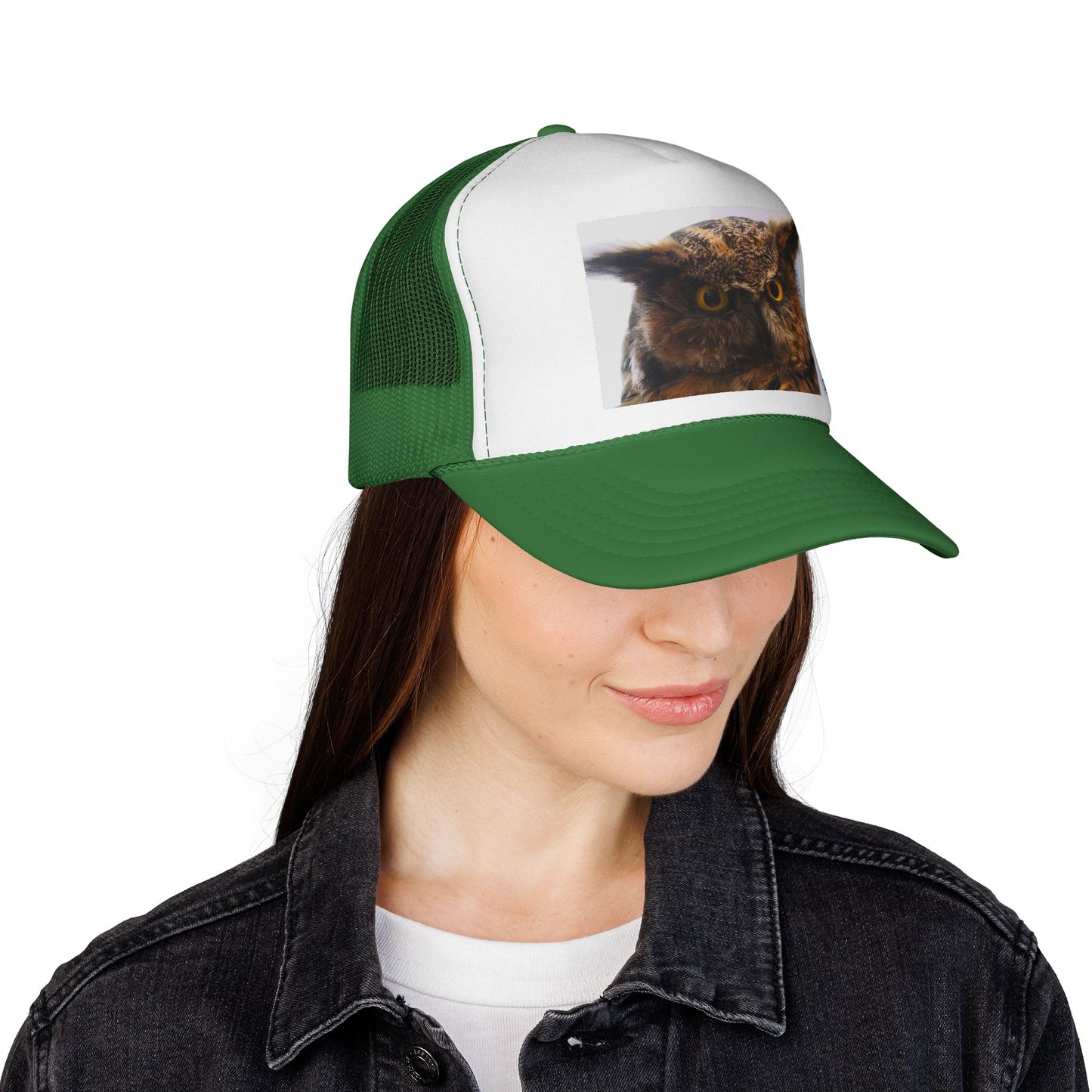 Owl Portrait Trucker Cap — Rustic Wildlife Snapback Hat