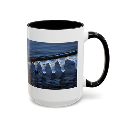 Blue Icicle Wave Accent Coffee Mug — Winter Water Photography 11/15oz