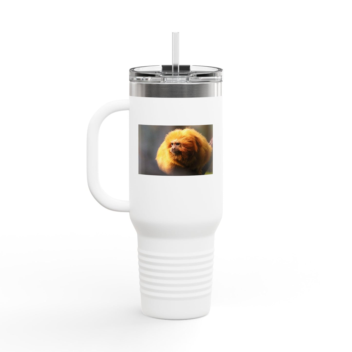 40oz Insulated Travel Mug with Cute Golden Pomeranian Photo