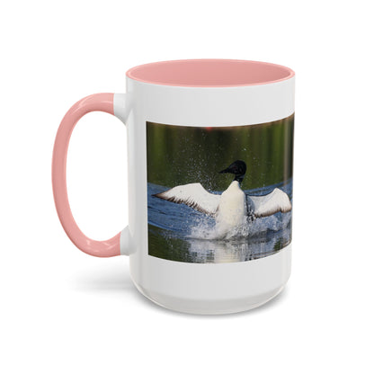 Loons Taking Off Accent Coffee Mug — Wildlife Nature Bird Lover Gift