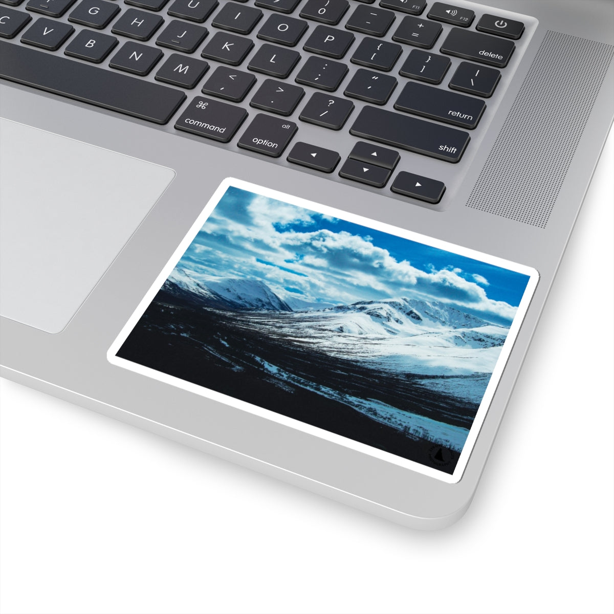 Snowy Mountain Landscape Kiss-Cut Sticker — Arctic Scenery Laptop Decal