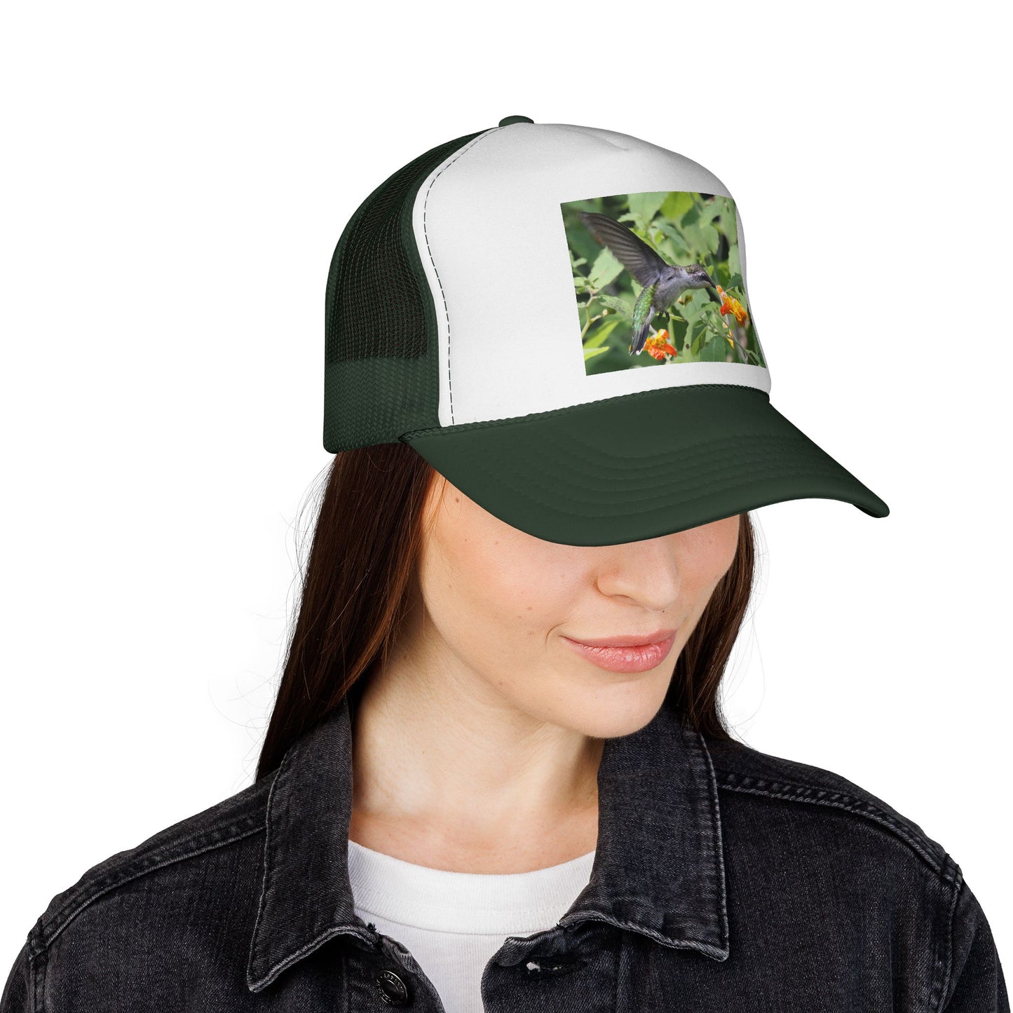 Hummingbird Photo Trucker Cap — Nature Wildlife Mesh Hat
