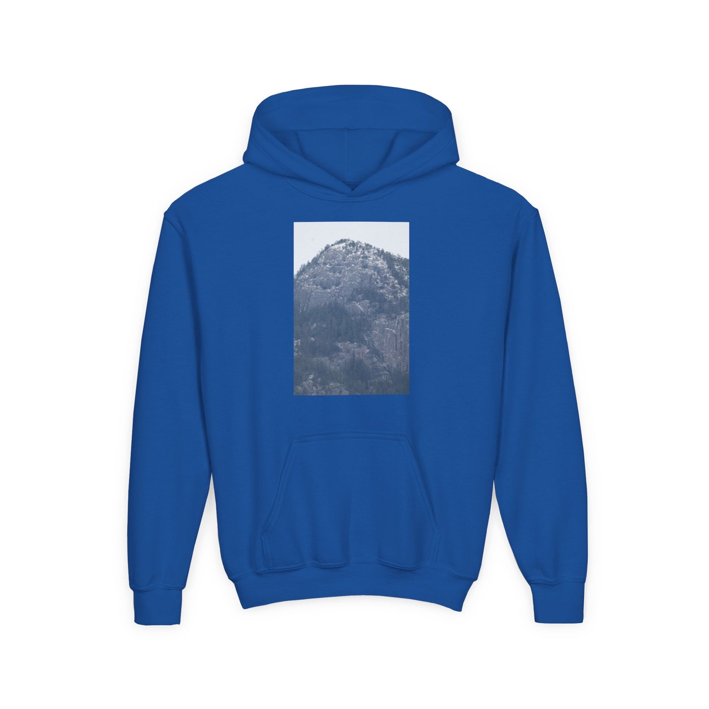 Mountain Peak Youth Hoodie — Winter Snow Scenic Graphic Sweatshirt