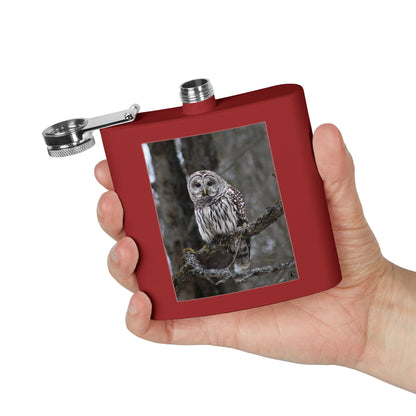 6oz Stainless Flask with Barred Owl Photo – Wildlife Nature Gift