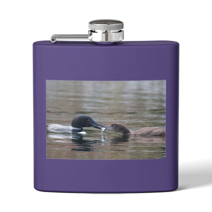 6oz Stainless Steel Flask — Duck Pair Wildlife Photo Hip Flask (Nature Lover Gift)
