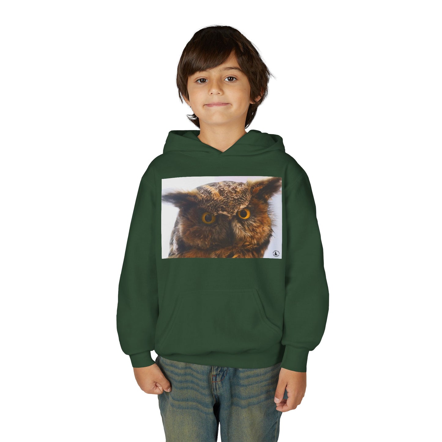 Youth Hoodie with Realistic Owl Art — Cute Kids Animal Pullover