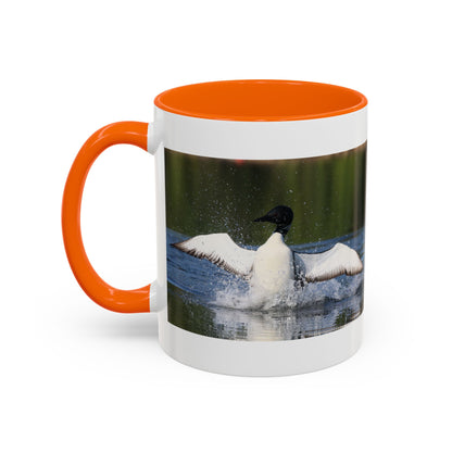 Loons Taking Off Accent Coffee Mug — Wildlife Nature Bird Lover Gift