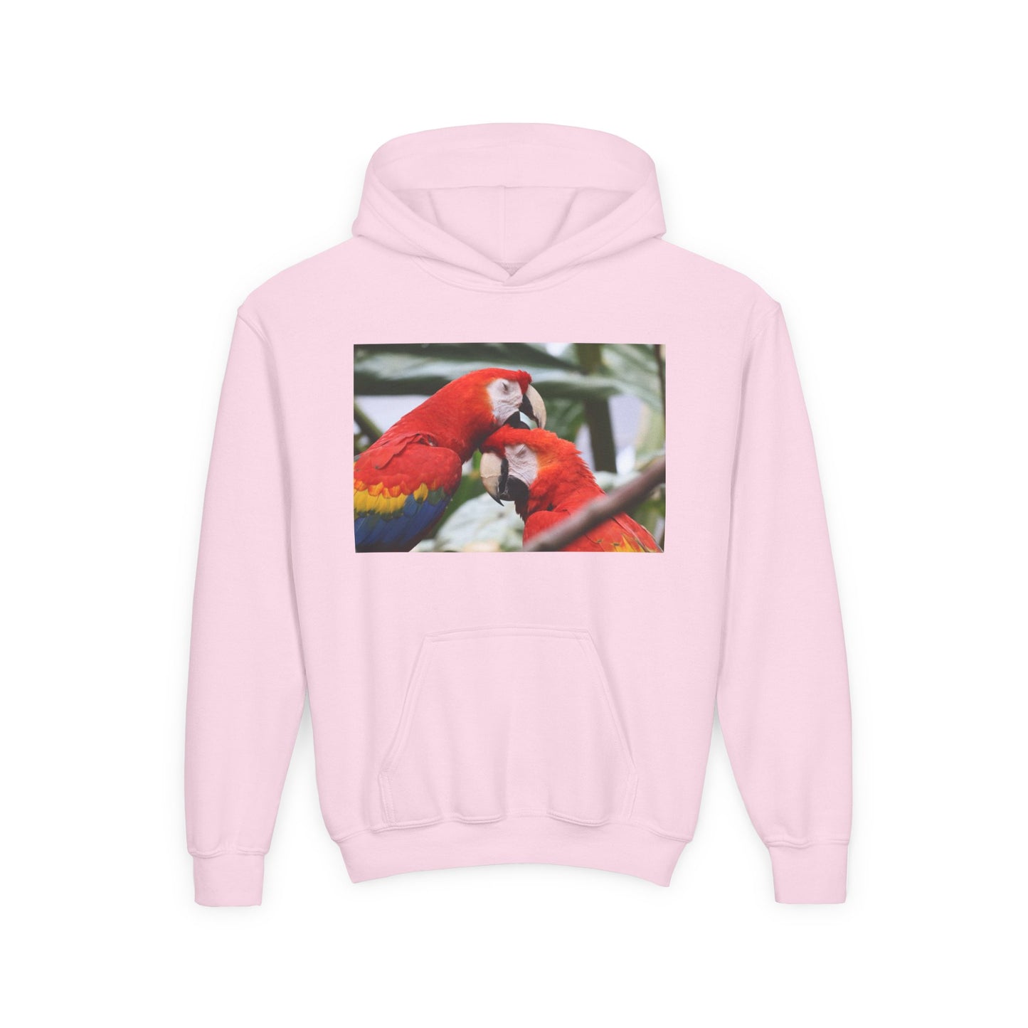 Youth Parrot Hoodie – Colorful Scarlet Macaw Kids Pullover