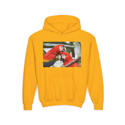 Youth Parrot Hoodie – Colorful Scarlet Macaw Kids Pullover