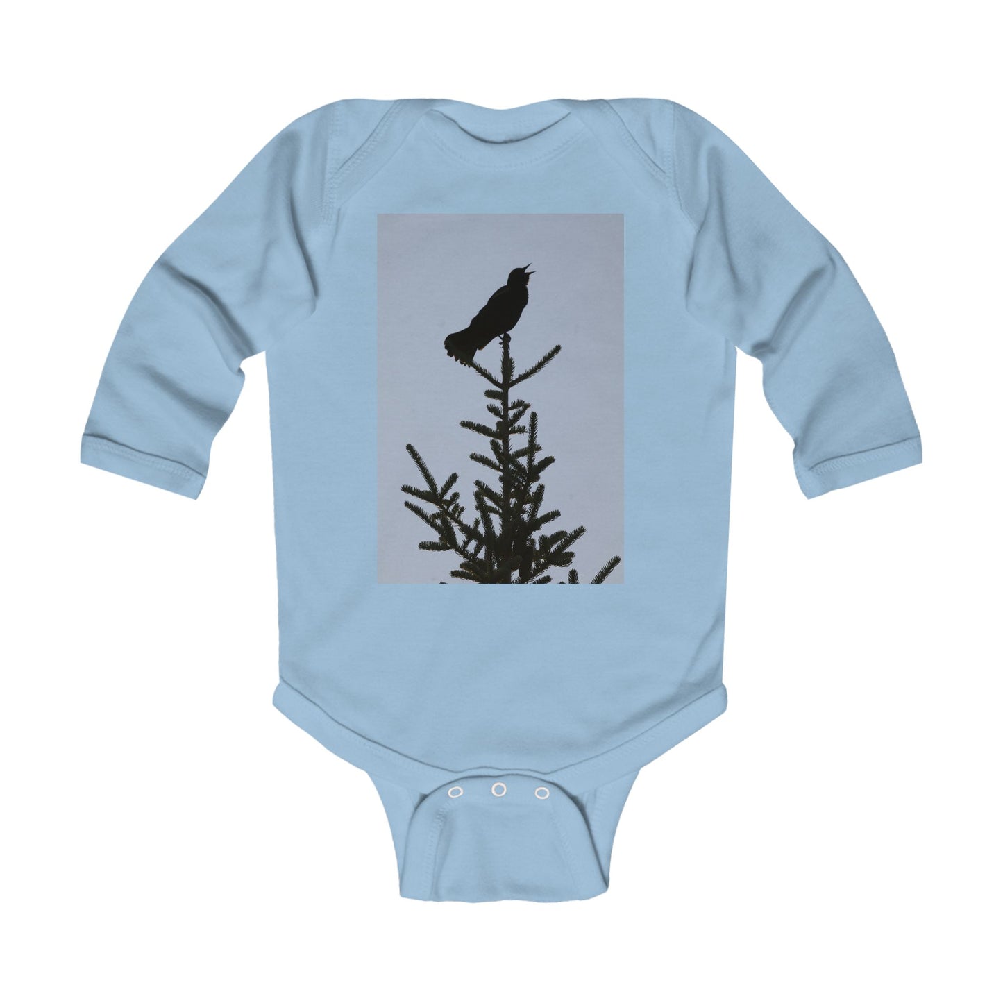 Infant Bodysuit with Crow Silhouette on Pine - Cute Nature Baby Onesie