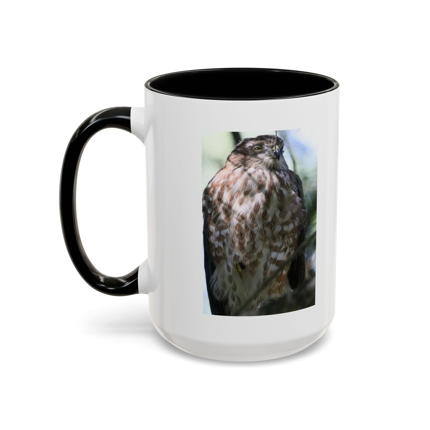 Hawk Photo Accent Coffee Mug — Birdwatcher Gift, 11/15oz