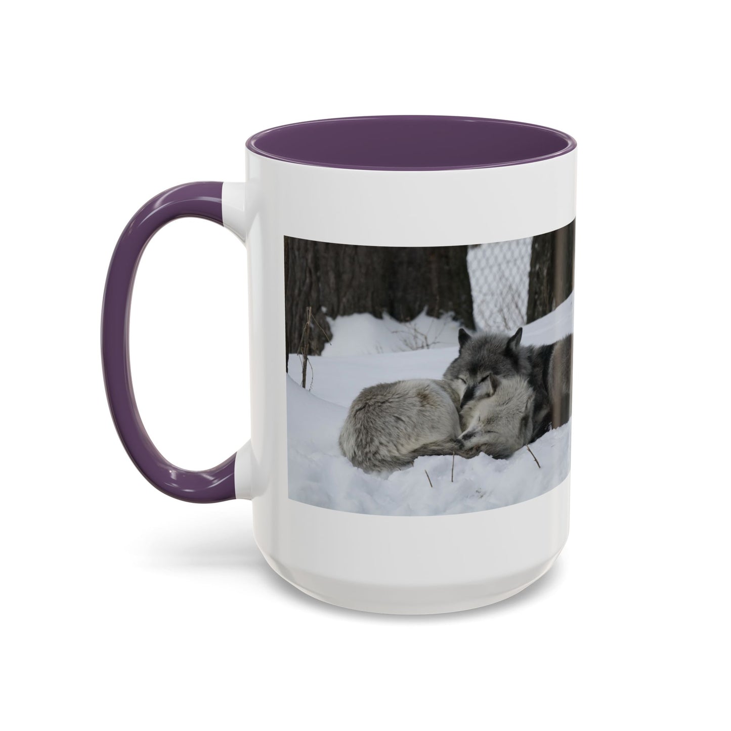 Wolf Pair Accent Coffee Mug – Winter Wildlife Photo Mug (11/15 oz)