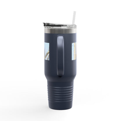 40oz Insulated Travel Mug with Cozy Raccoon Photo — Large Stainless Steel Tumbler for Road Trips & Outdoor Lovers